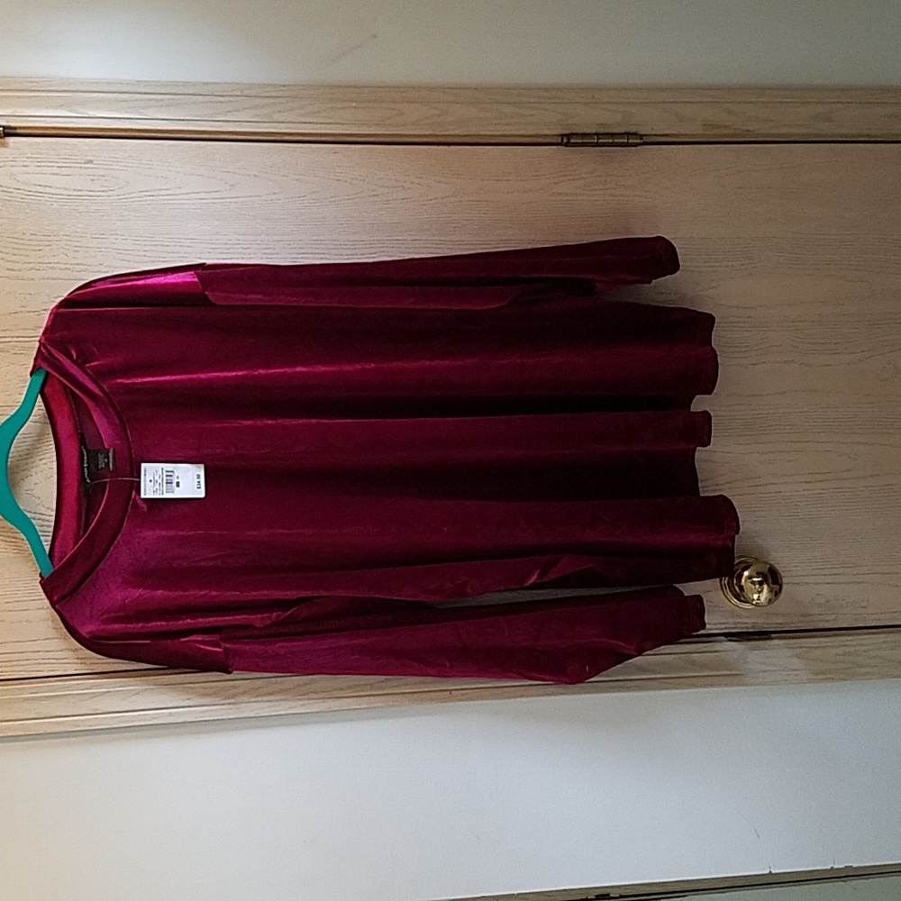 Ashley Stewart velour wine  top sz 2x